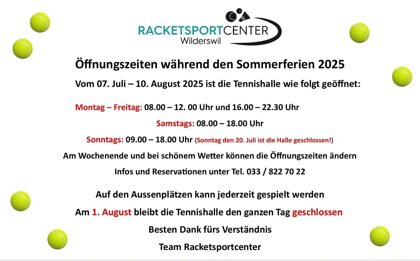 Öffnungszeiten Sommerferien 2025