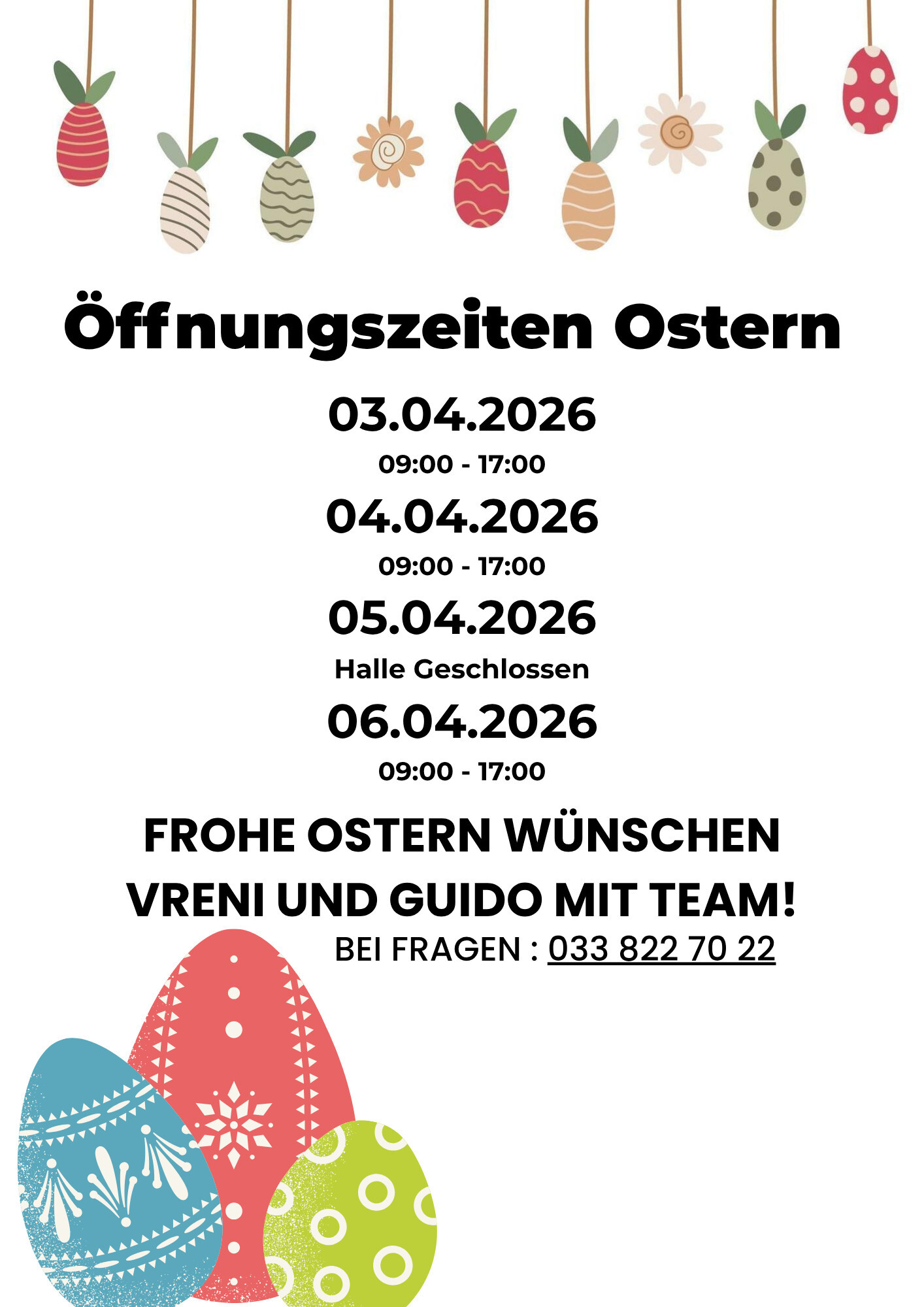 ÖFFNUNGSZEITEN OSTERN
